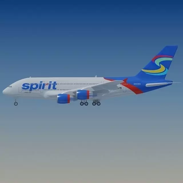 Textured Airbus A380 Spirit 3D model_0