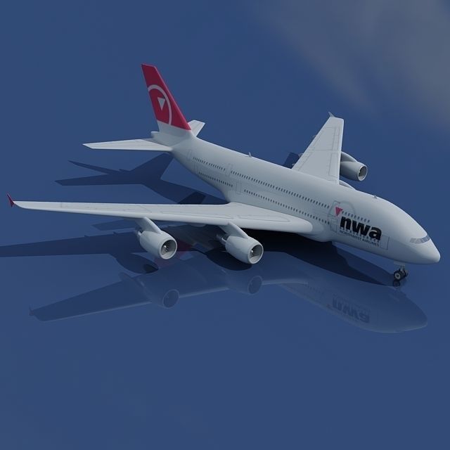 North West Airbus A380  3D model_1