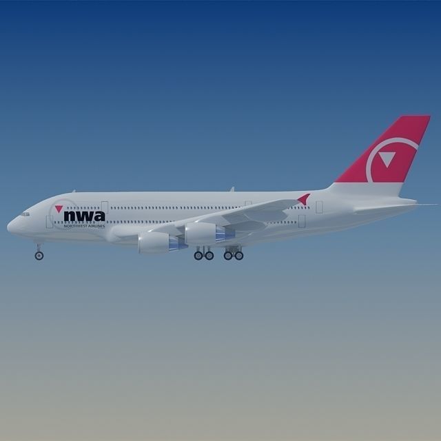 North West Airbus A380  3D model_2