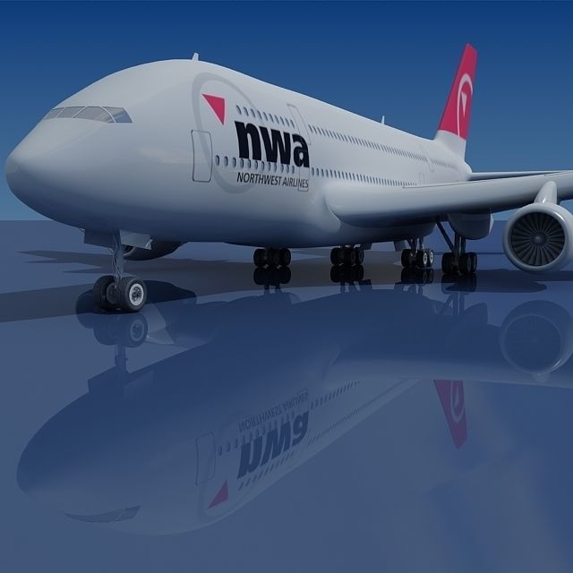 North West Airbus A380  3D model_4