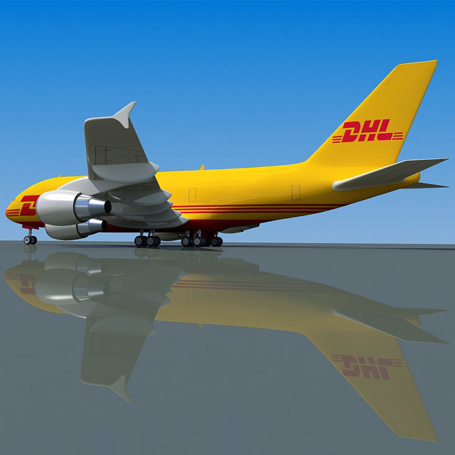 DHL Textured Airbus 3D model_3