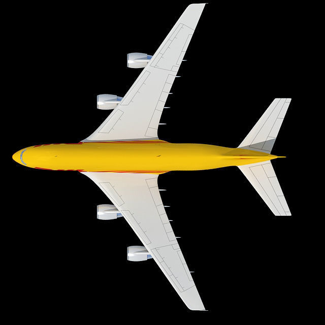DHL Textured Airbus 3D model_1