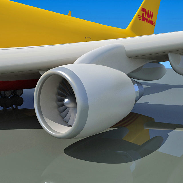 DHL Textured Airbus 3D model_7