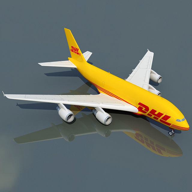 DHL Textured Airbus 3D model_2