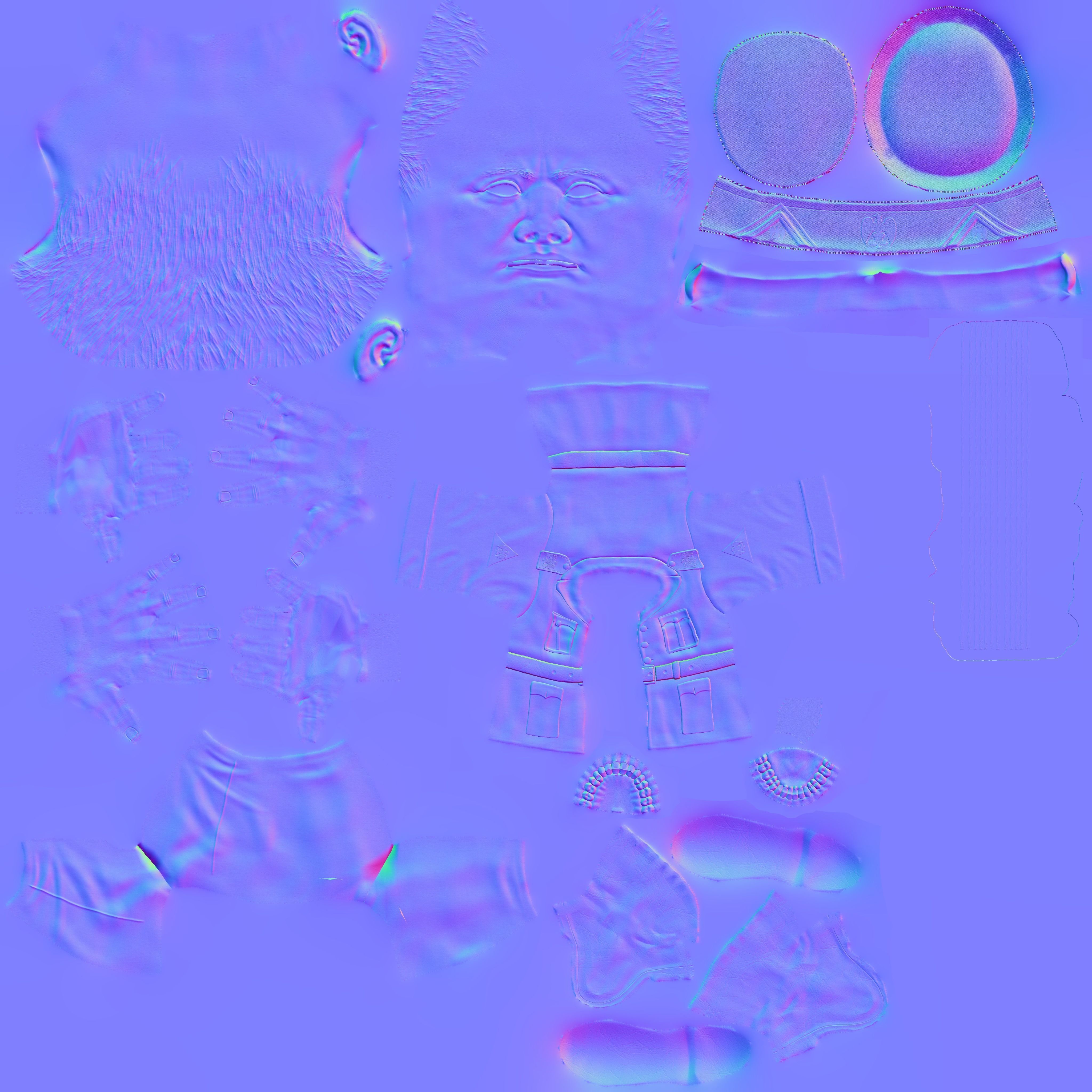 Benito Mussolini caricature rigged animated game character  Low-poly 3D model_25