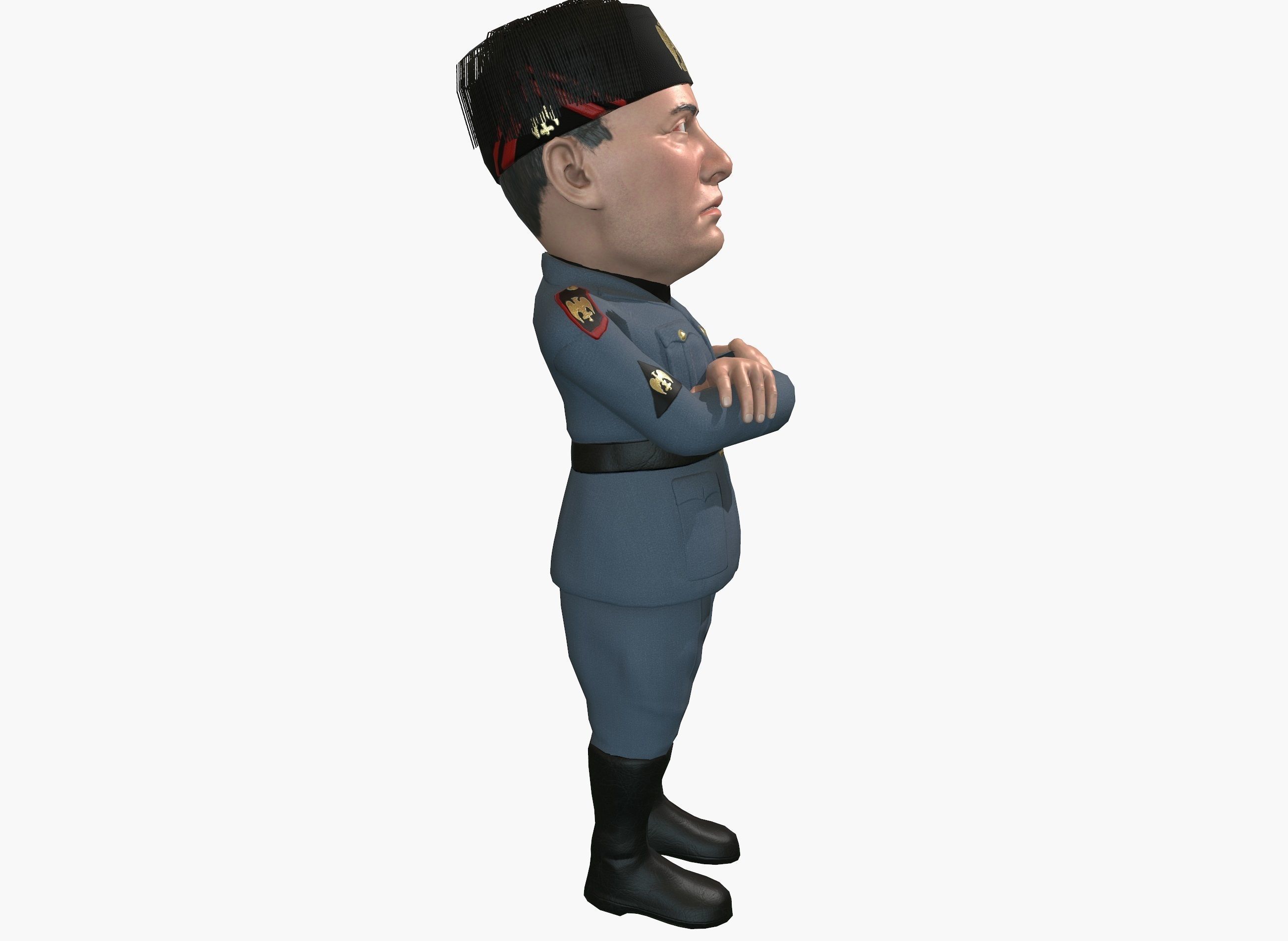 Benito Mussolini caricature rigged animated game character  Low-poly 3D model_13