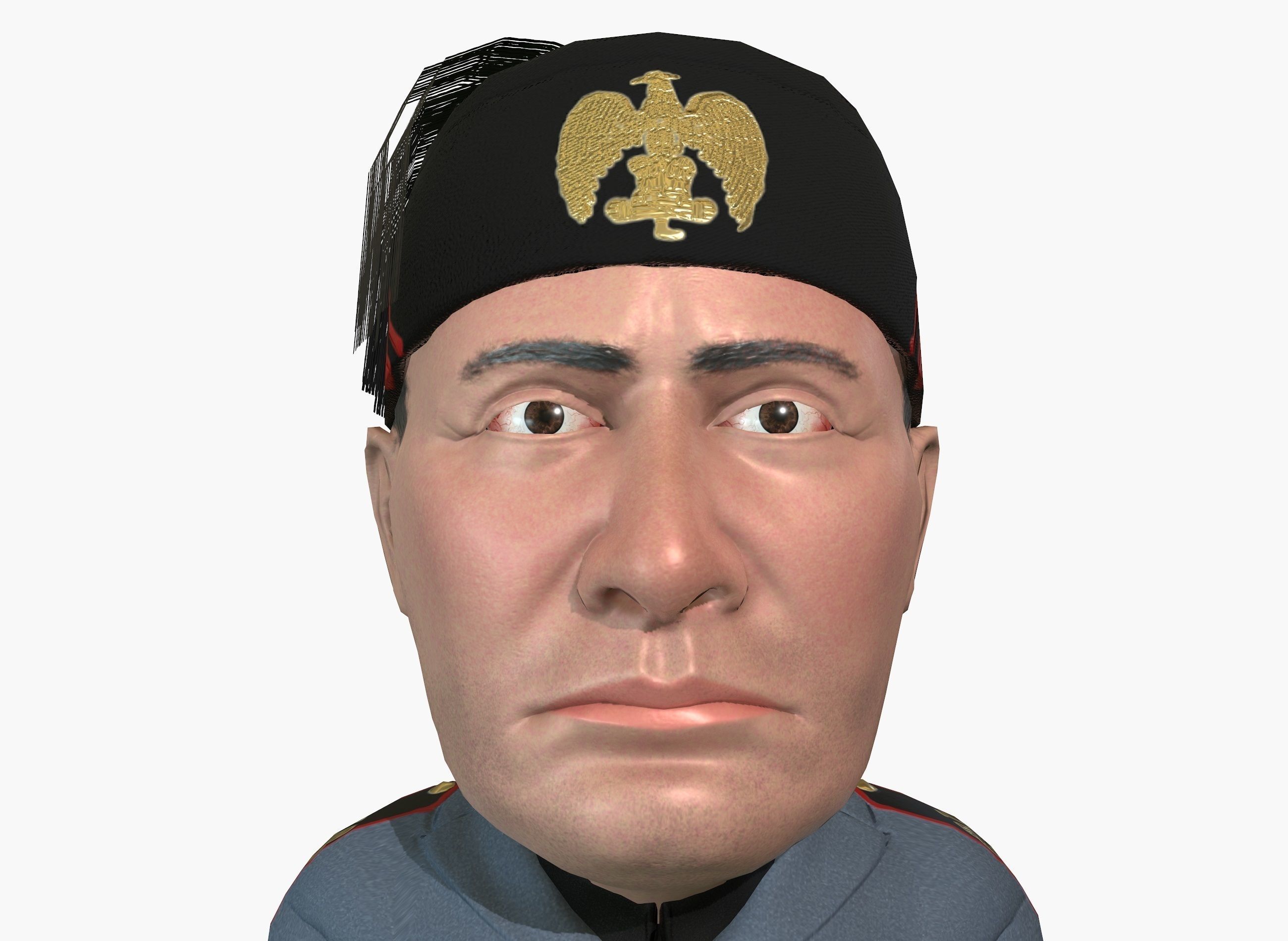 Benito Mussolini caricature rigged animated game character  Low-poly 3D model_8