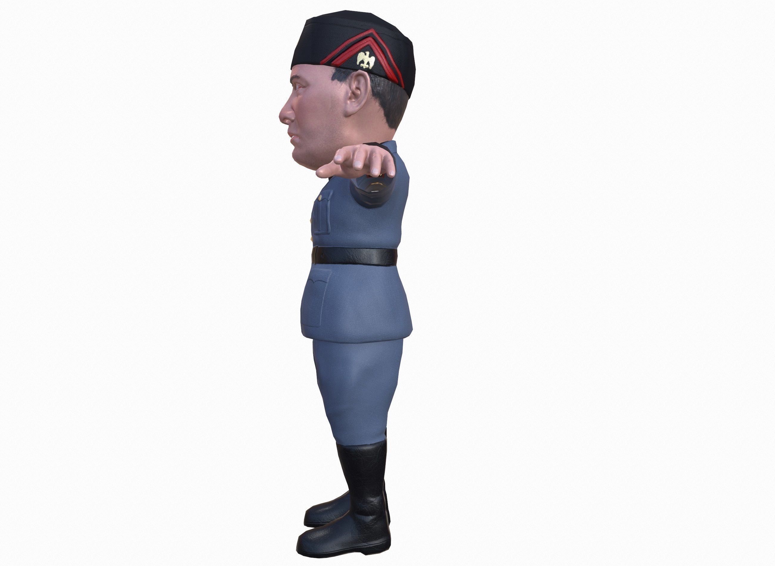 Benito Mussolini caricature rigged animated game character  Low-poly 3D model_18