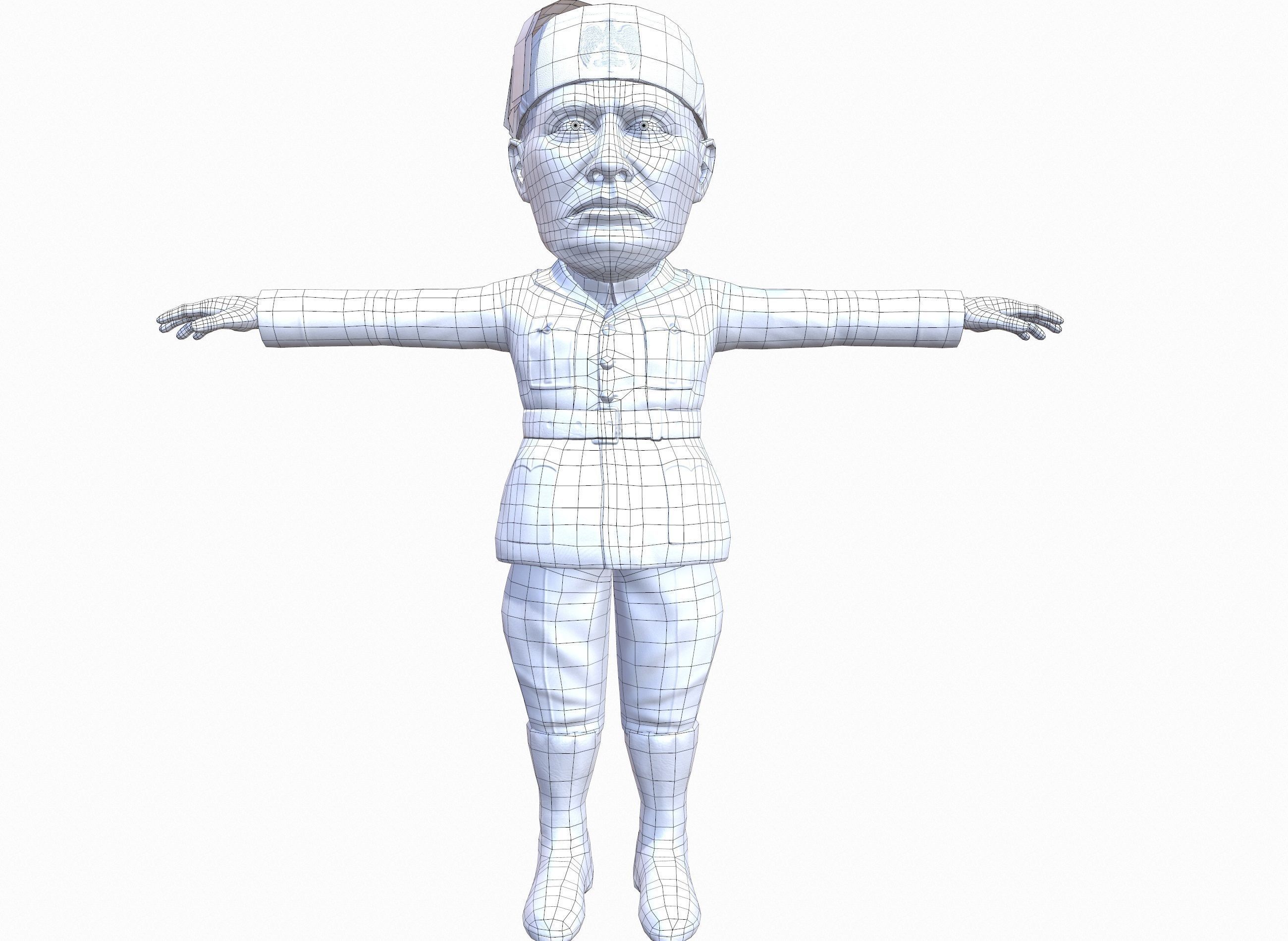 Benito Mussolini caricature rigged animated game character  Low-poly 3D model_20