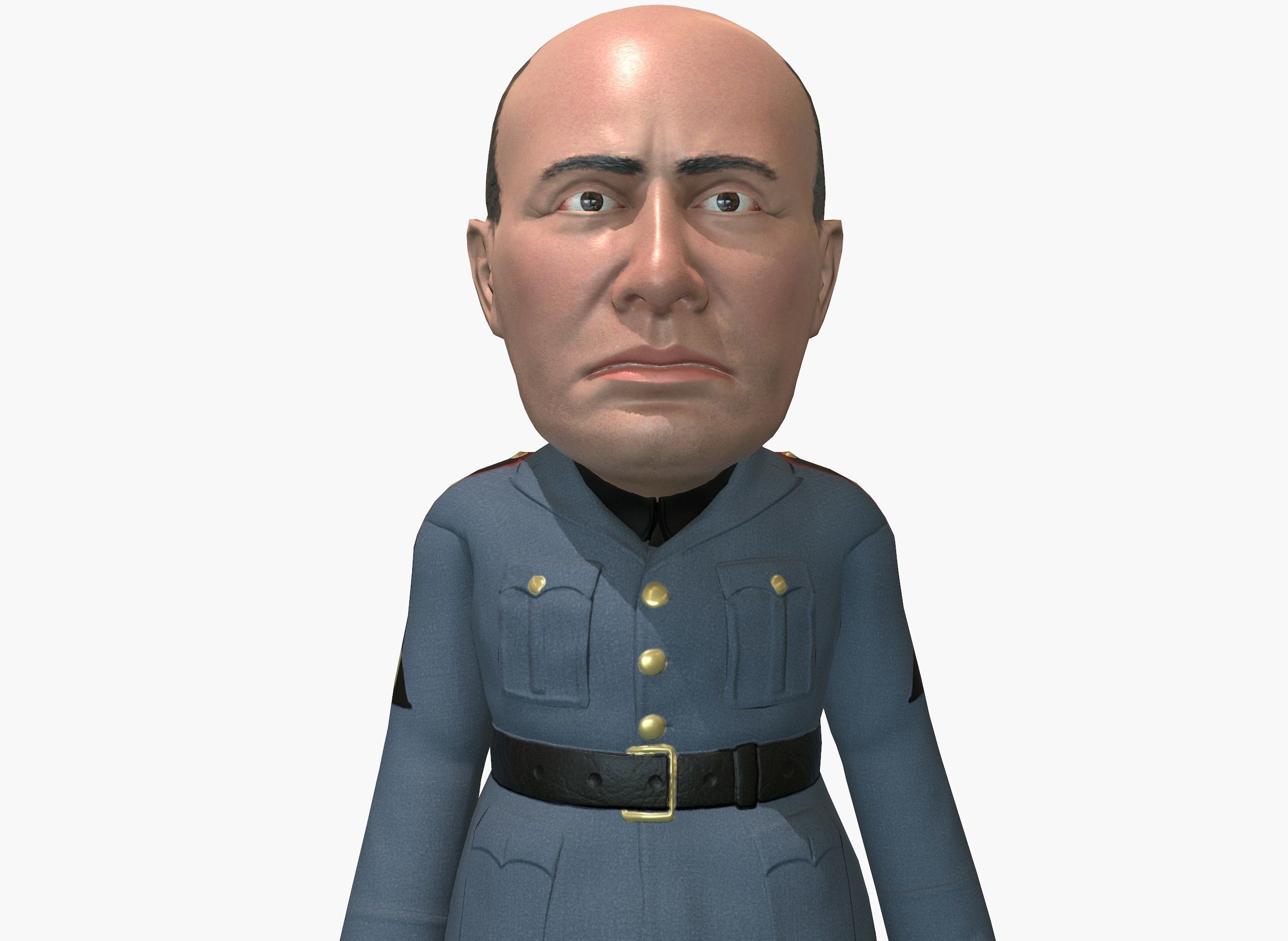 Benito Mussolini caricature rigged animated game character  Low-poly 3D model_15
