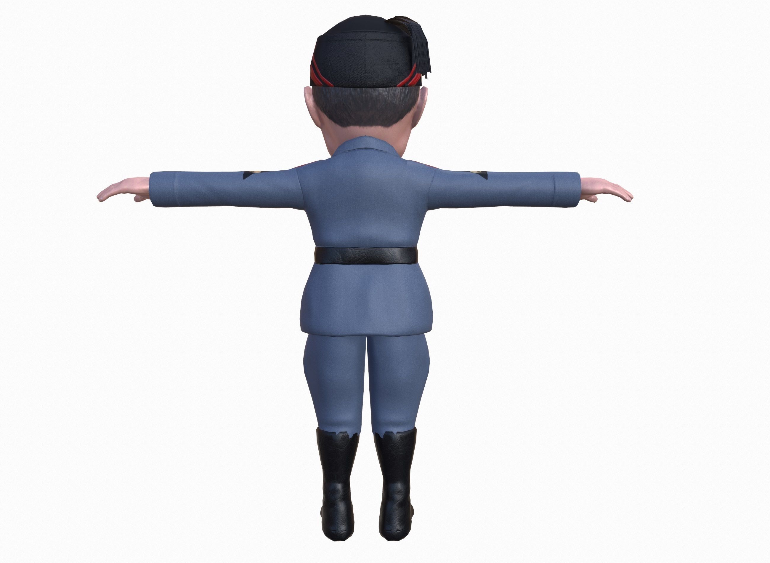 Benito Mussolini caricature rigged animated game character  Low-poly 3D model_19