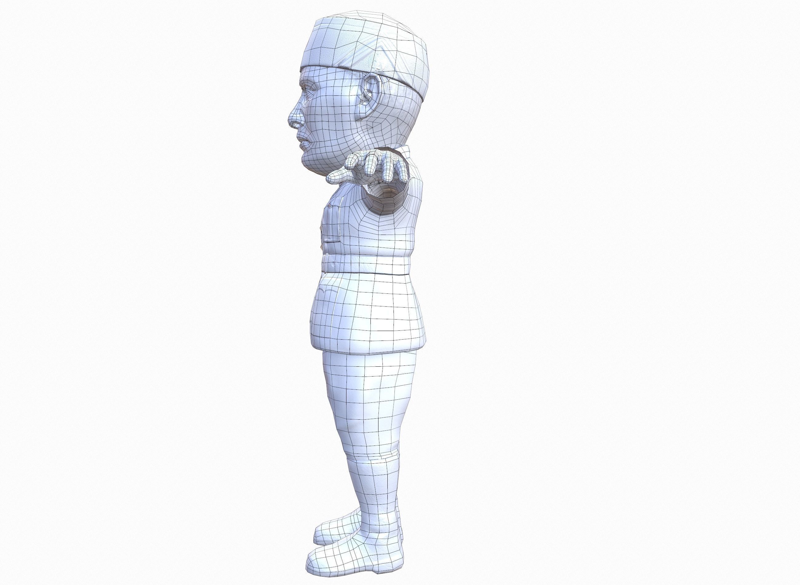 Benito Mussolini caricature rigged animated game character  Low-poly 3D model_21