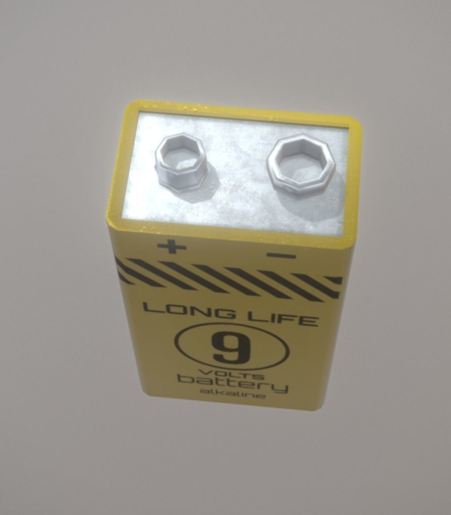 9V Battery low poly game ready Low-poly 3D model_1