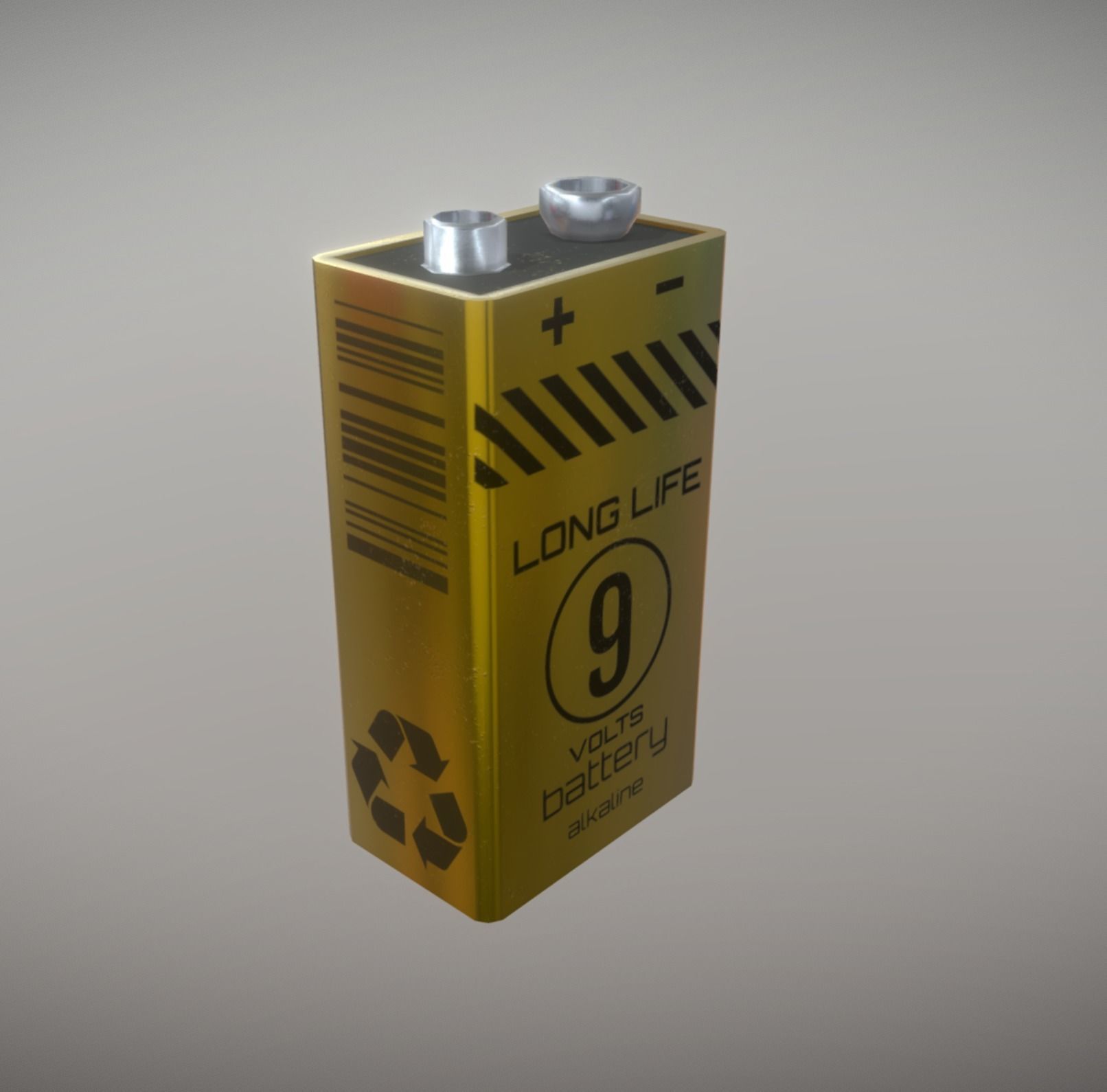 9V Battery low poly game ready Low-poly 3D model_8