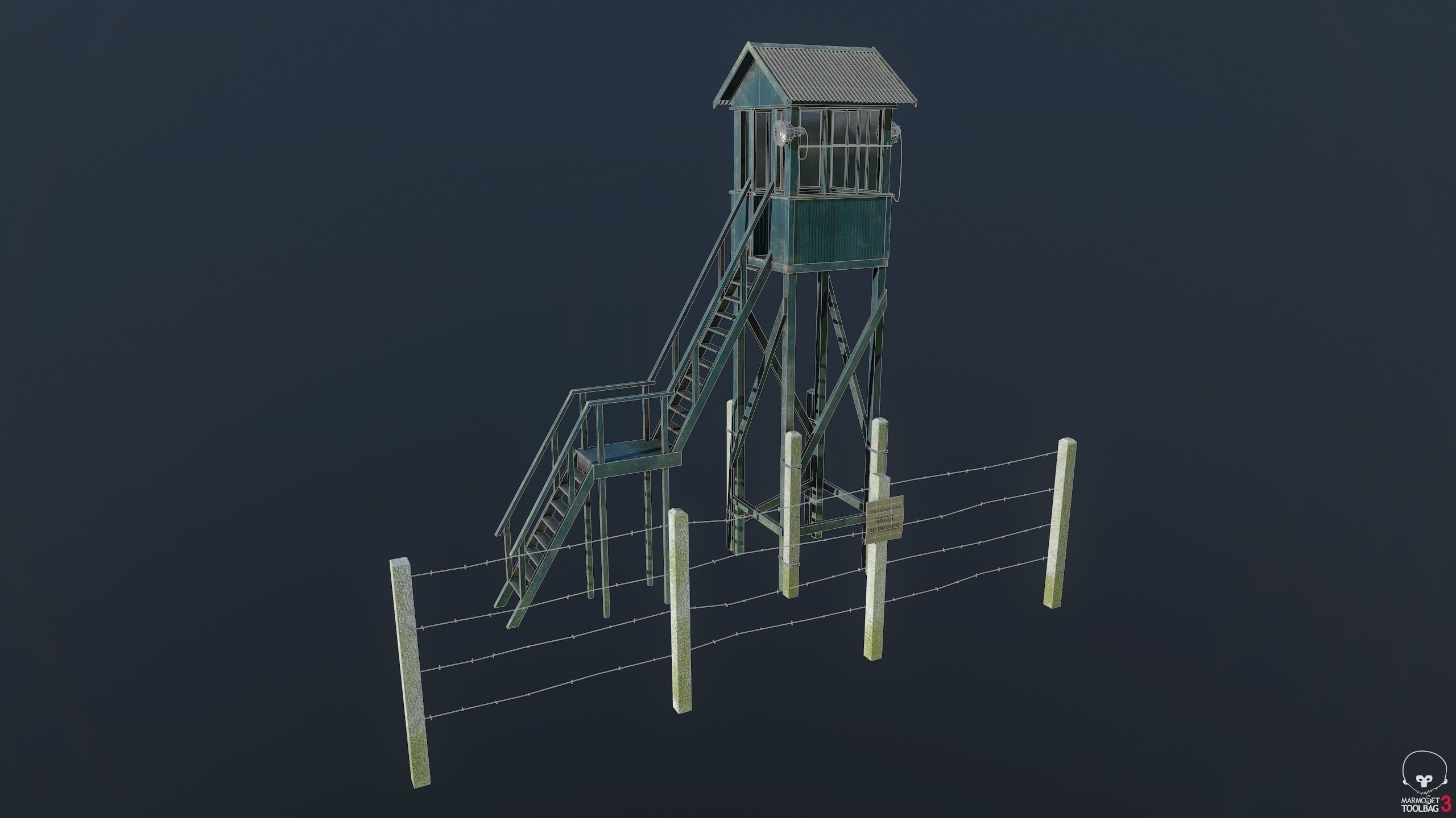Soviet tower Low-poly 3D model_3