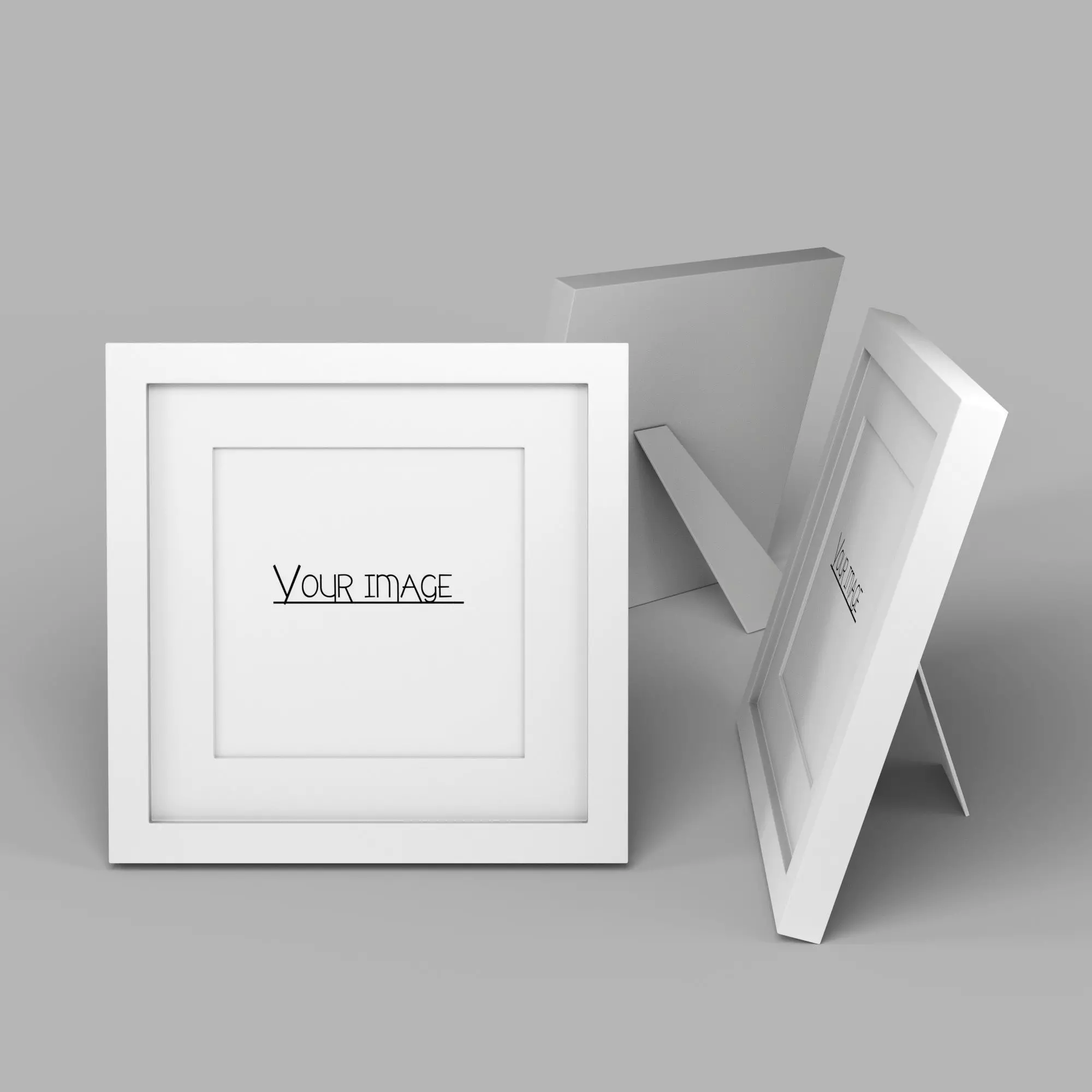 Modern White Picture Frame 3D model_0