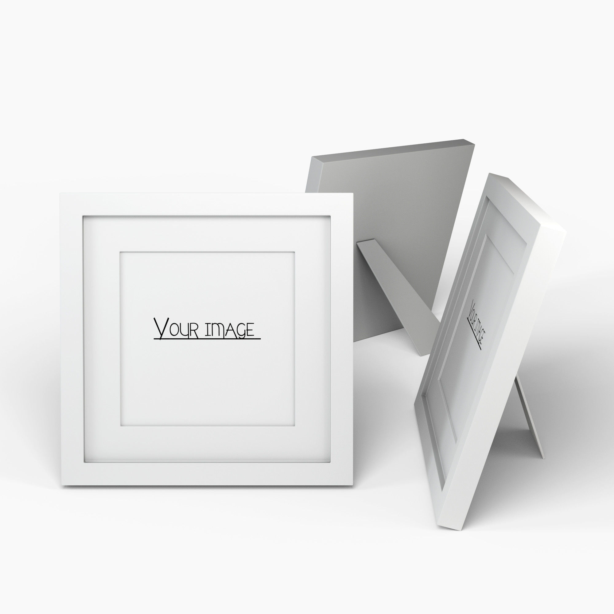 Modern White Picture Frame 3D model_2