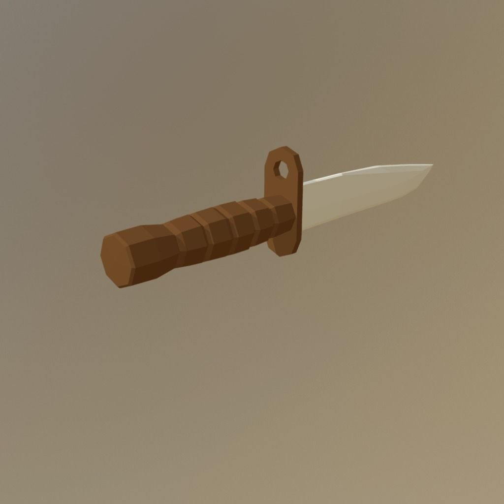 Low poly Bayonet knife Low-poly 3D model_3