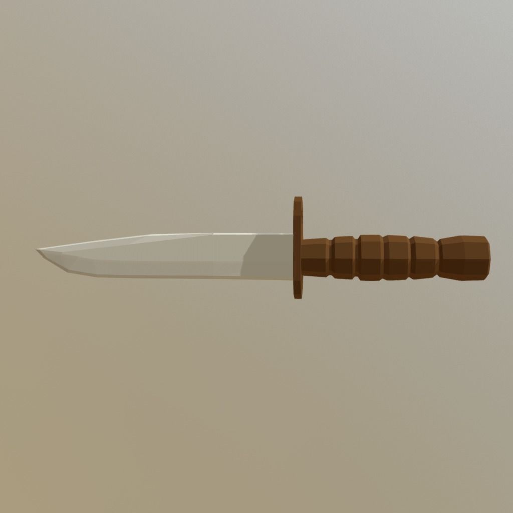 Low poly Bayonet knife Low-poly 3D model_0