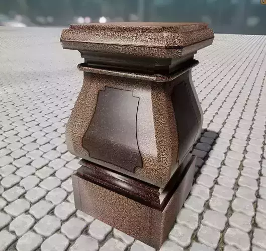 Monument marble pedestal on cobblestone Low-poly 3D model