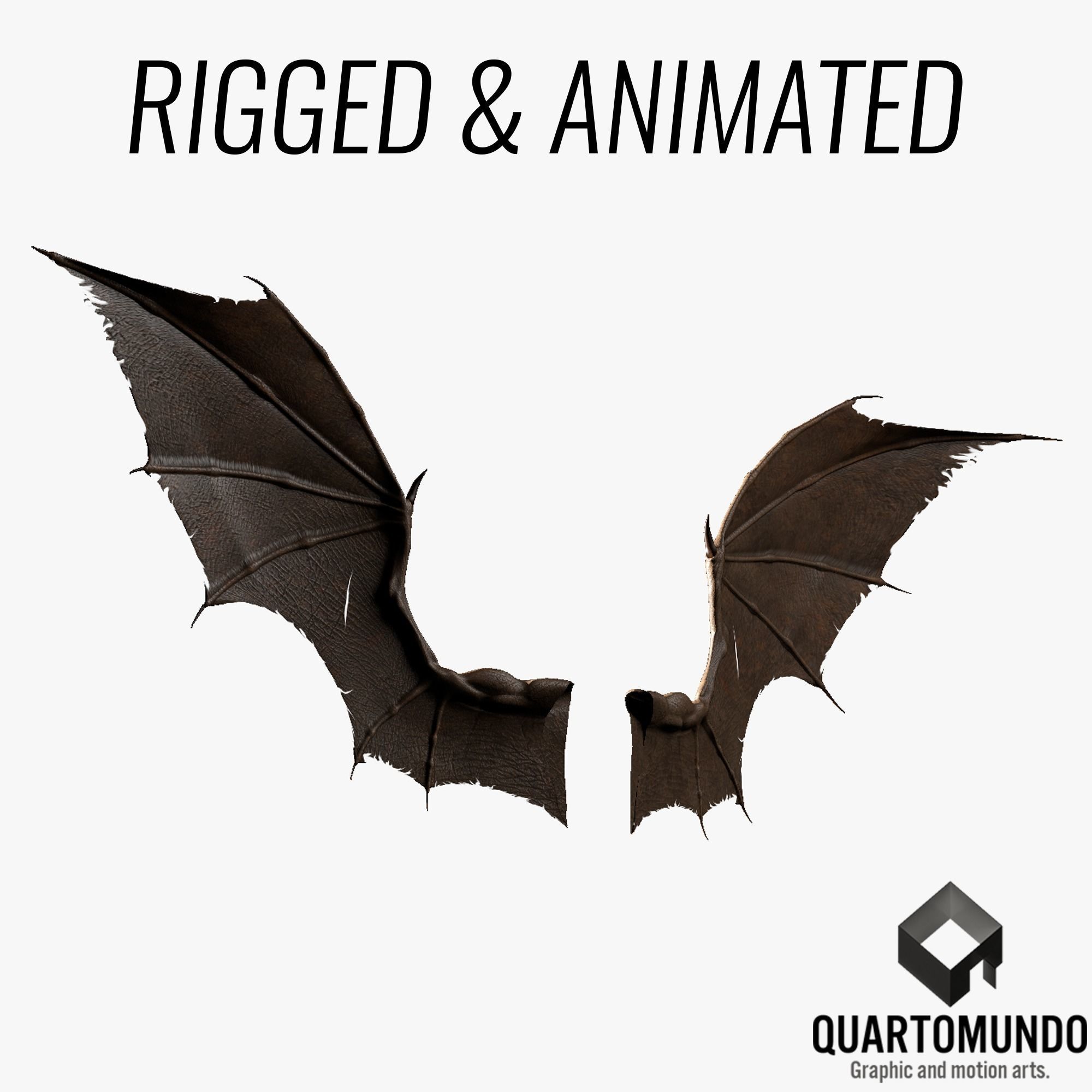 Pair of Bat Wings C4D Low-poly 3D model_0