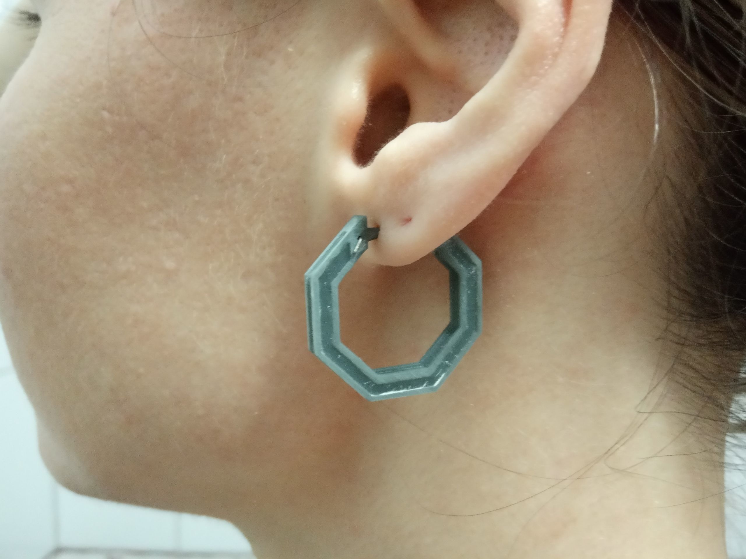 Earrings Octagon with diamonds 3D print model_4