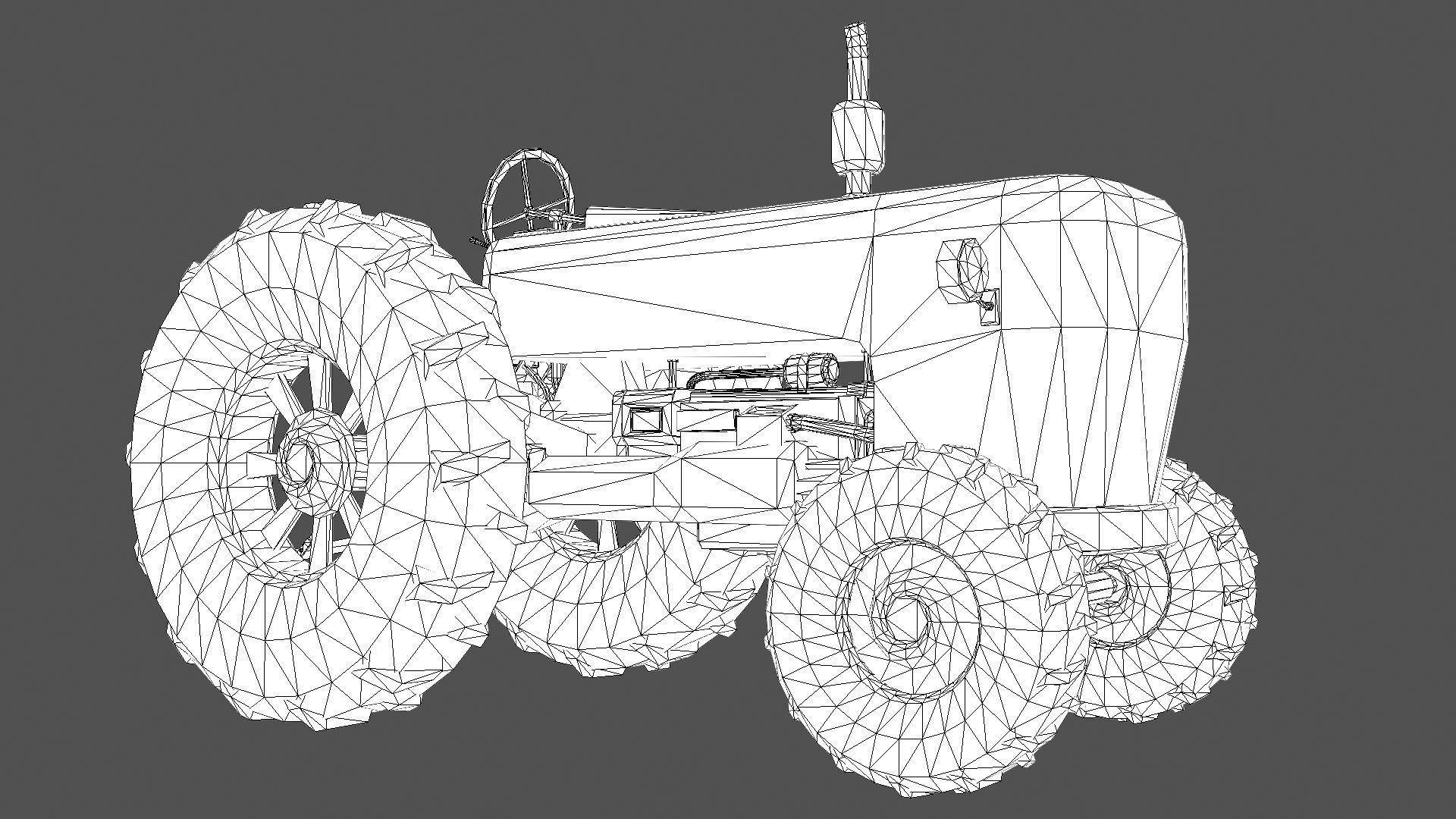 Old Tractor PBR Low-poly 3D model_9