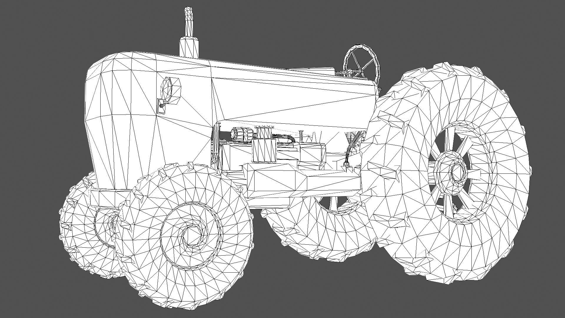 Old Tractor PBR Low-poly 3D model_8