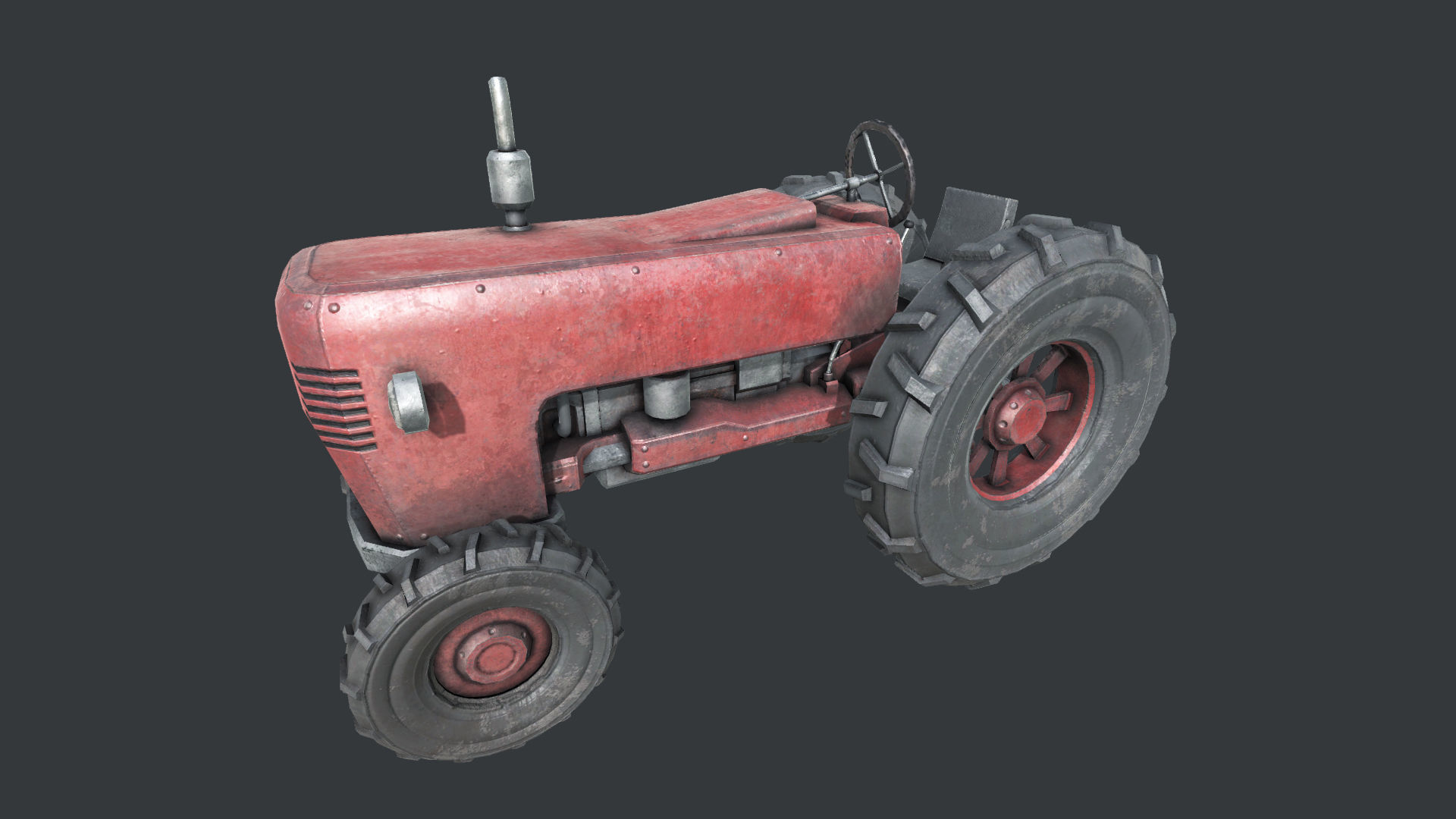 Old Tractor PBR Low-poly 3D model_4