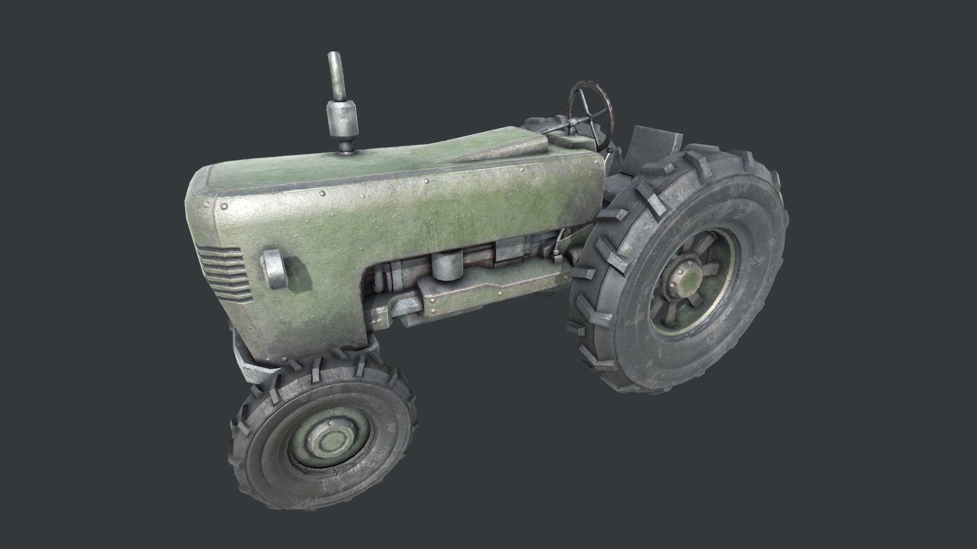 Old Tractor PBR Low-poly 3D model_5