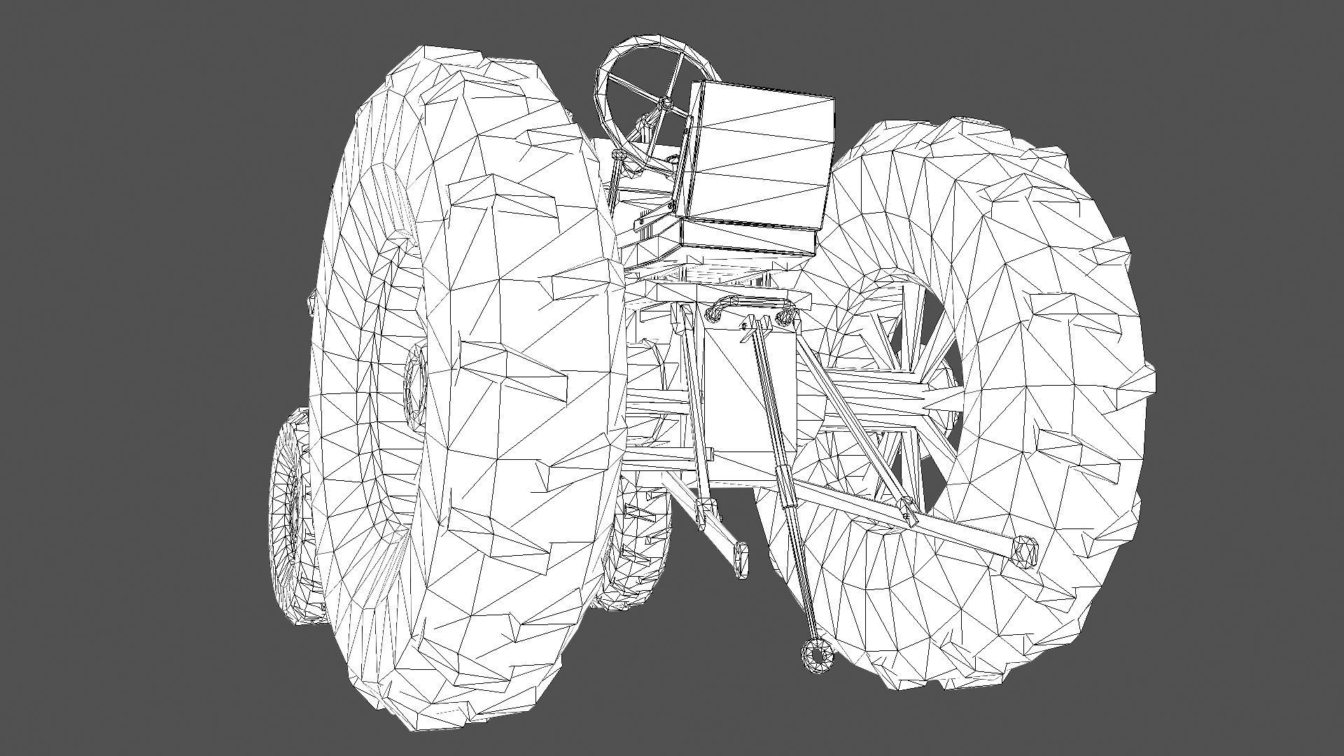 Old Tractor PBR Low-poly 3D model_10