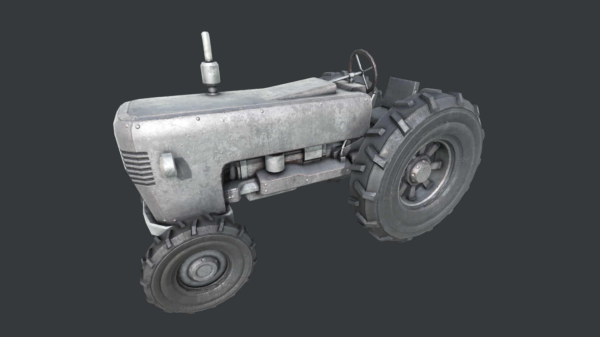 Old Tractor PBR Low-poly 3D model_6