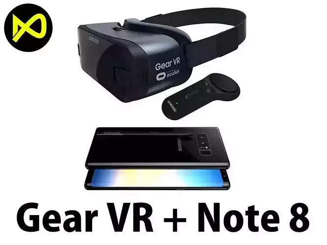 Samsung Gear VR And Controller And Galaxy Note 8 3D model