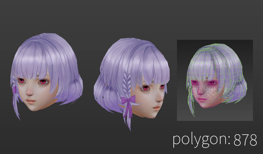 short hair hair style girl short hair cape 2 Low-poly 3D model_7