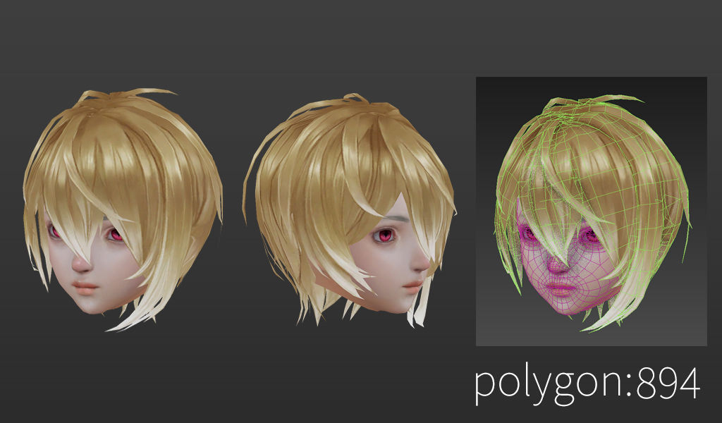 short hair hair style girl short hair cape 2 Low-poly 3D model_5