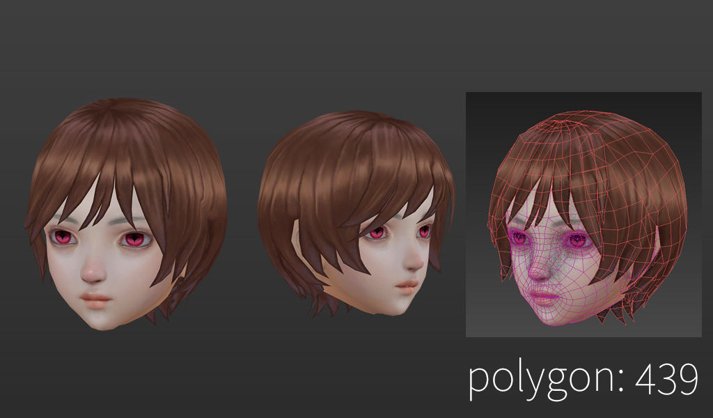 short hair hair style girl short hair cape 2 Low-poly 3D model_9