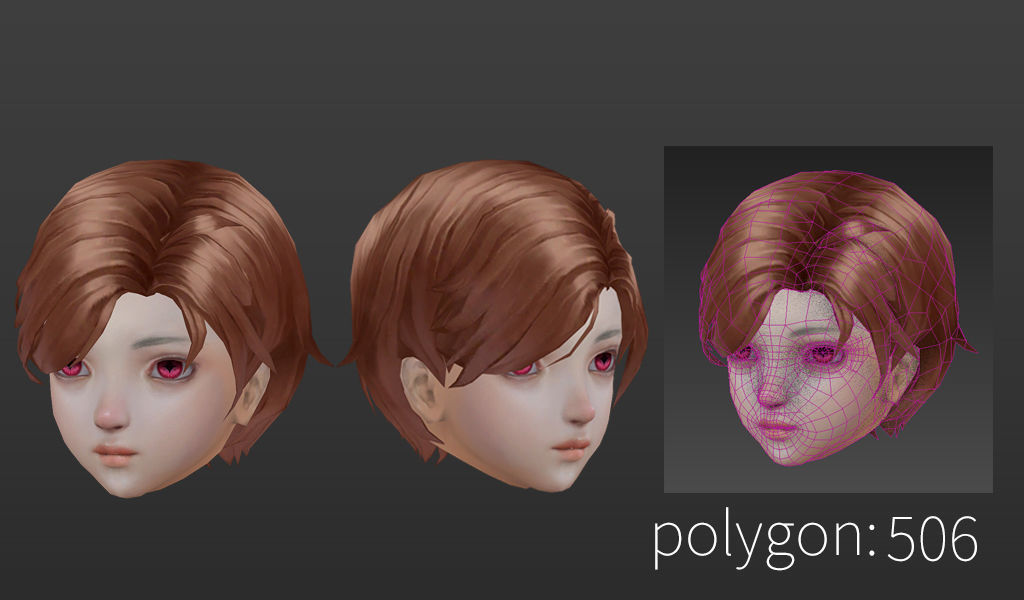 short hair hair style girl short hair cape 2 Low-poly 3D model_10