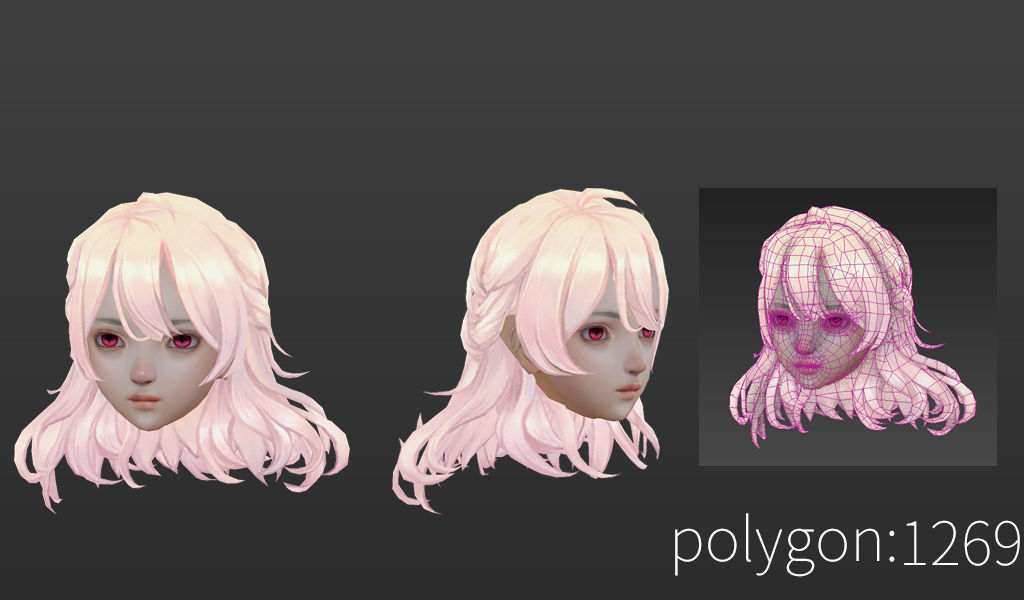 short hair hair style girl short hair cape 2 Low-poly 3D model_3