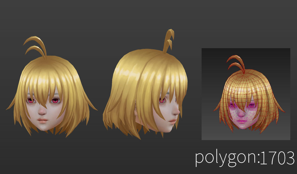 short hair hair style girl short hair cape 2 Low-poly 3D model_6