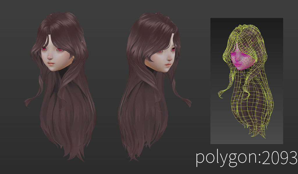 short hair hair style girl short hair cape 2 Low-poly 3D model_4