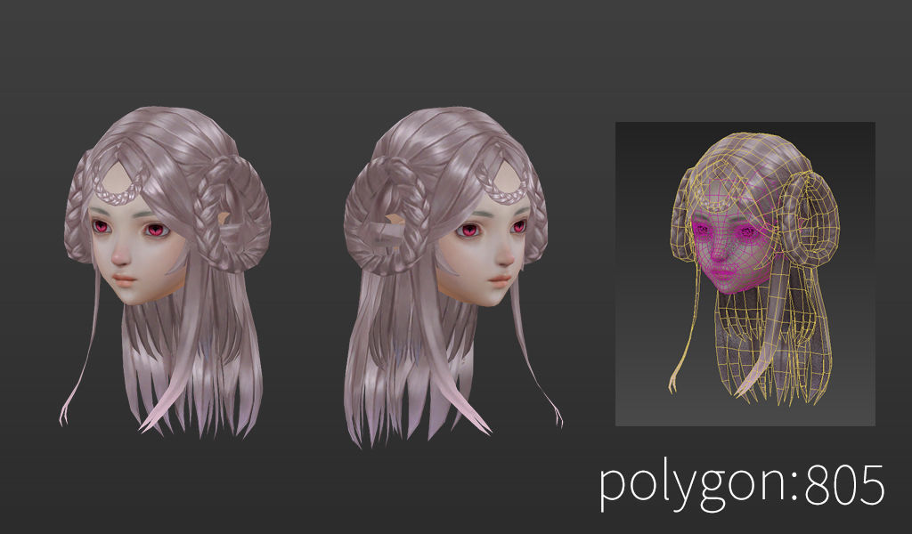 short hair hair style girl short hair cape 2 Low-poly 3D model_8