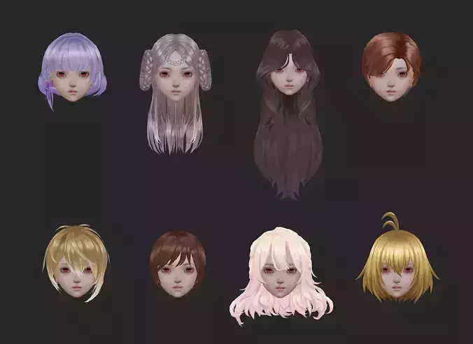 short hair hair style girl short hair cape 2 Low-poly 3D model