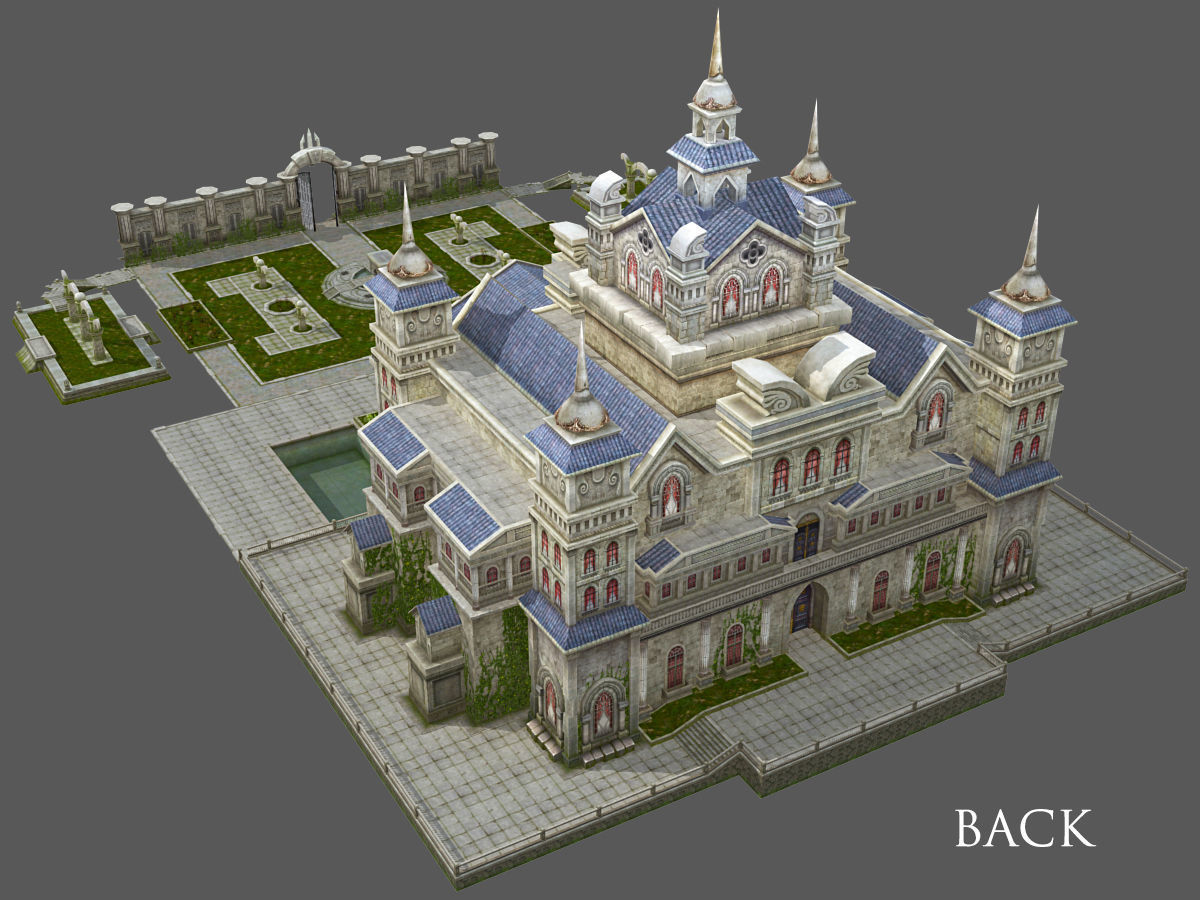 medieval  castle building architercture tower alcazar barbacan Low-poly 3D model_16