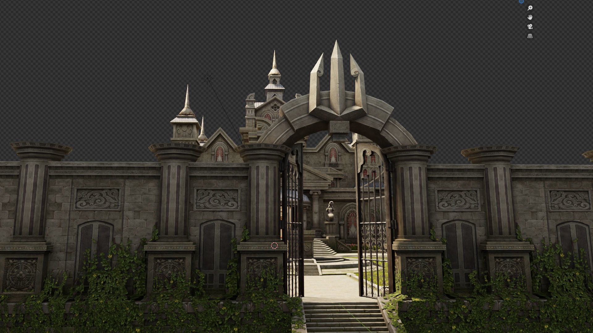 medieval  castle building architercture tower alcazar barbacan Low-poly 3D model_3