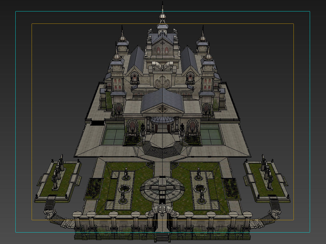 medieval  castle building architercture tower alcazar barbacan Low-poly 3D model_14