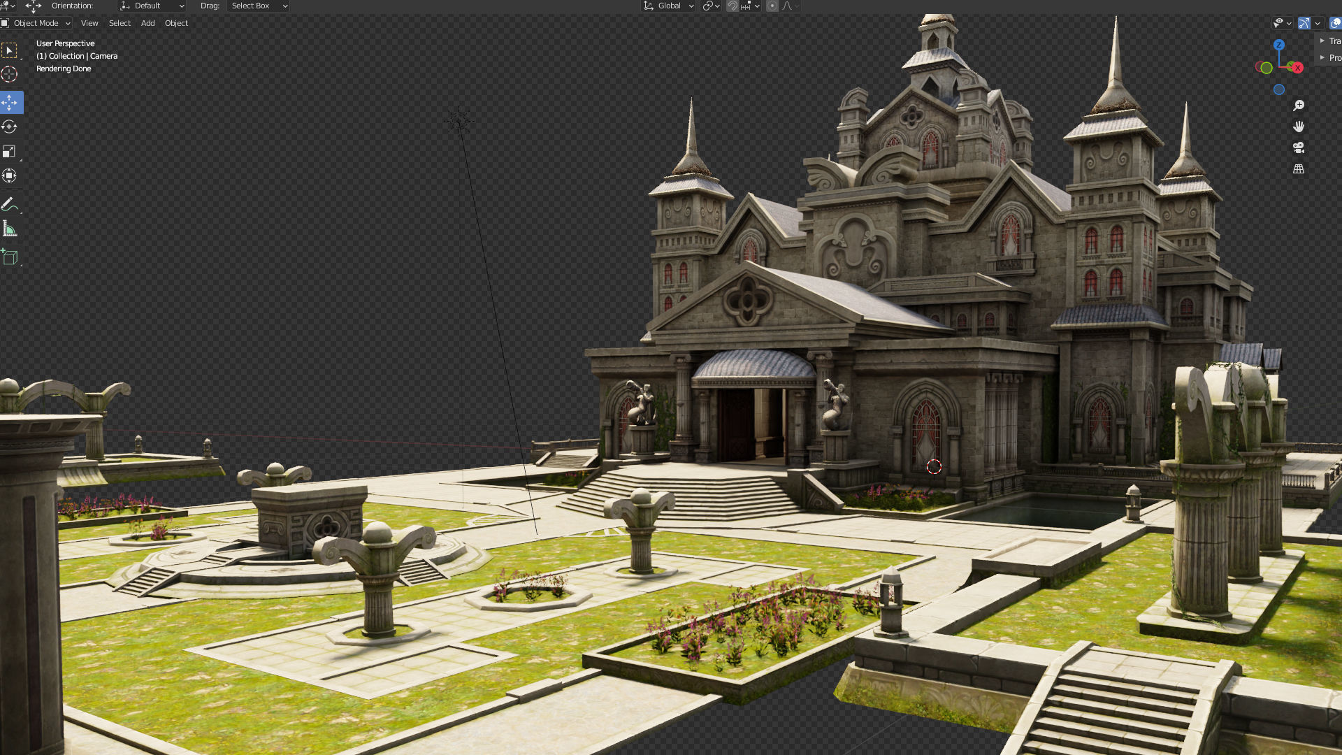 medieval  castle building architercture tower alcazar barbacan Low-poly 3D model_4