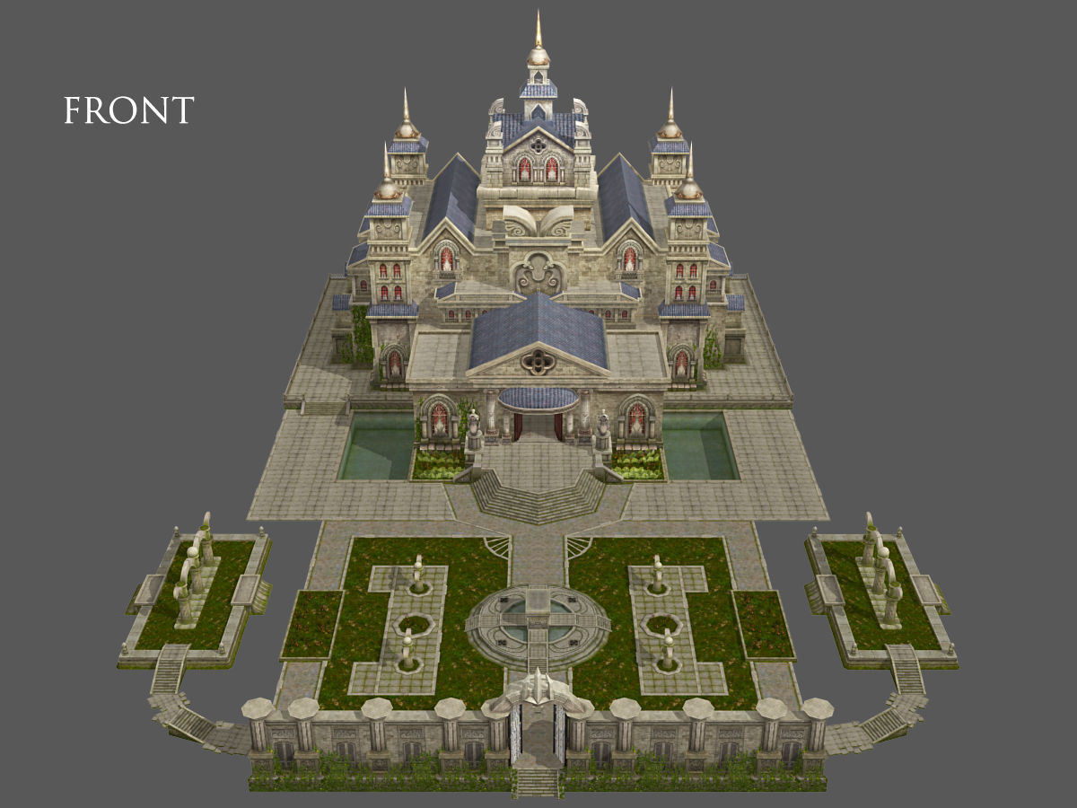 medieval  castle building architercture tower alcazar barbacan Low-poly 3D model_12