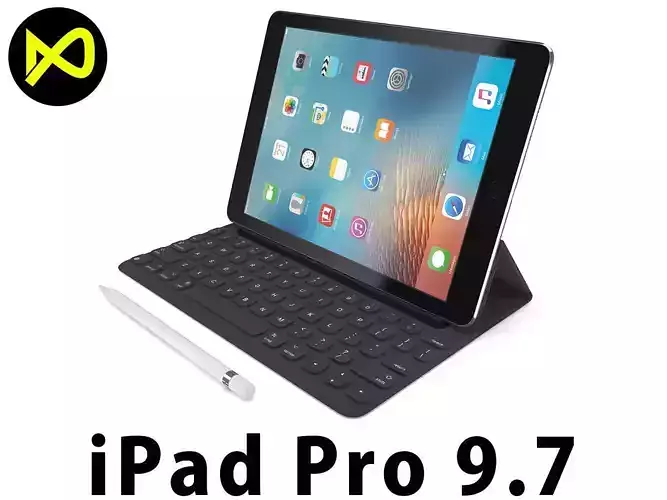 Apple iPad Pro 97 And Pencil And Type Cover 3D model