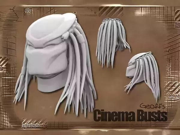Predator Bust With Hair 35mb Free 3D print model