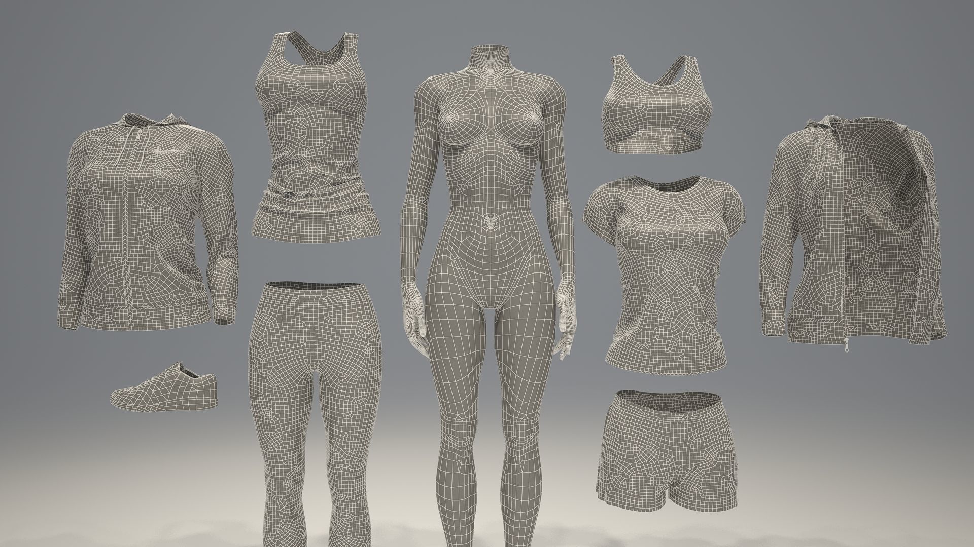 Woman mannequin Nike FULL PACK 3D model_2